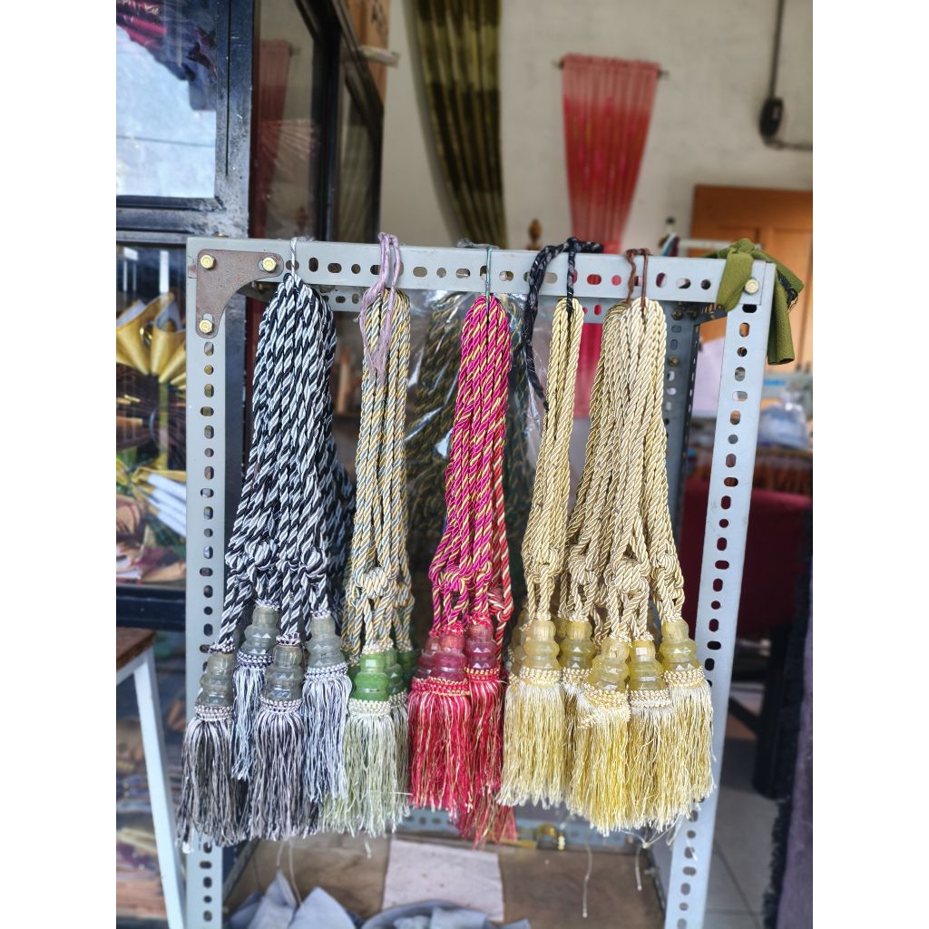 (PAKET SEPASANG) Tali Pengikat Gorden Tasel dengan Bahan Tambang daun Benang Kuat