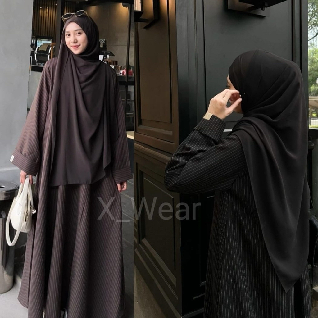 SALURE ABAYA | Abaya Stripe Semiwoll | Abaya Muslim Motif Salur Elegant
