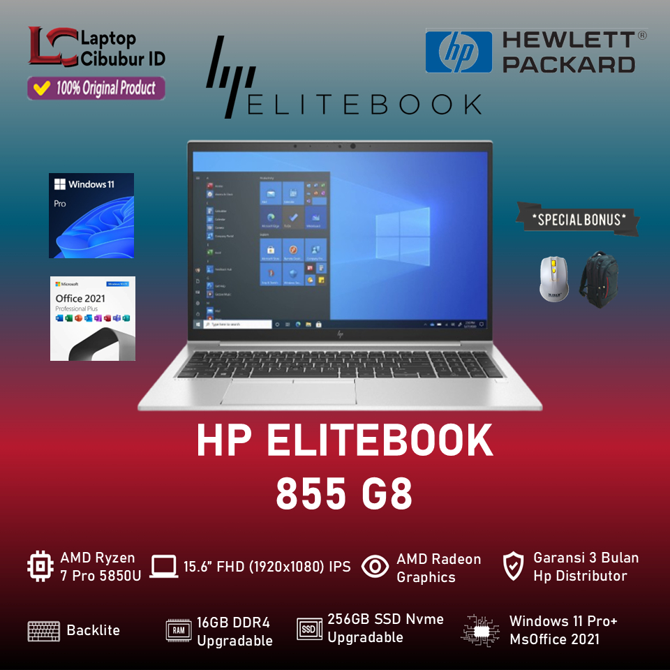 Laptop HP ELITEBOOK 855 G8 AMD Ryzen 7 Pro 5850U RAM 32GB 1TB SSD FHD IPS Touch Win10Pro