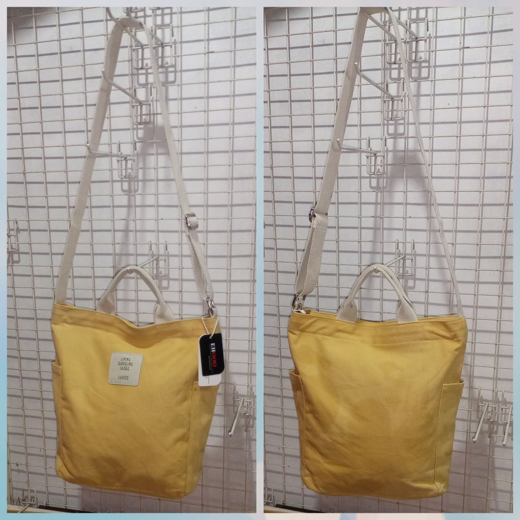 EHOOO canvas sling bag- LIVING TRAVELING SHARE - alas  13x27cm tinggi 34cm