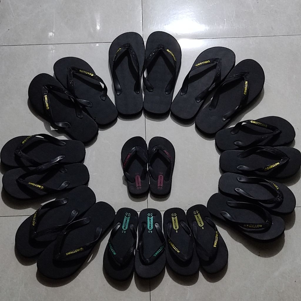 Sandal Jepit Swallow Hitam / Swallow Black Pearl / Sandal Jepit Swallow anak & dewasa.