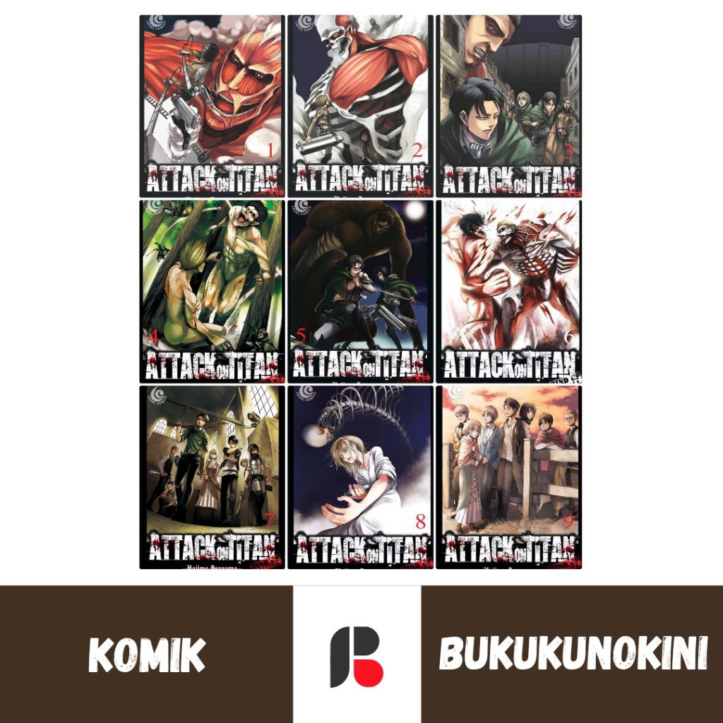 (Original) Komik Attack on Titan Bind Up Edition Vol 1 2 3 4 5 6 7 8 9 - Hajime Isayama (Level Comic