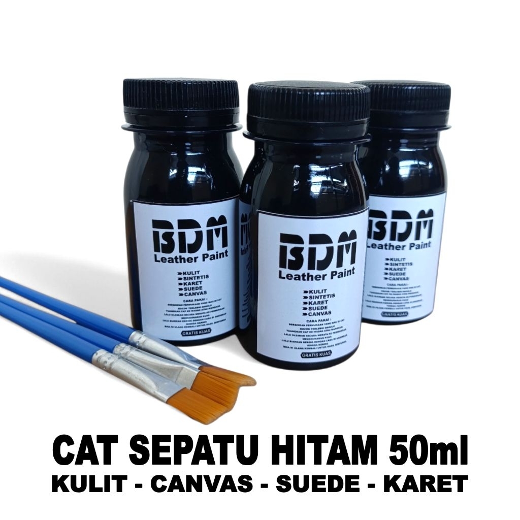 BDM Leather Paint Cat sepatu hitam, cat kulit sepatu suede kanvas karet