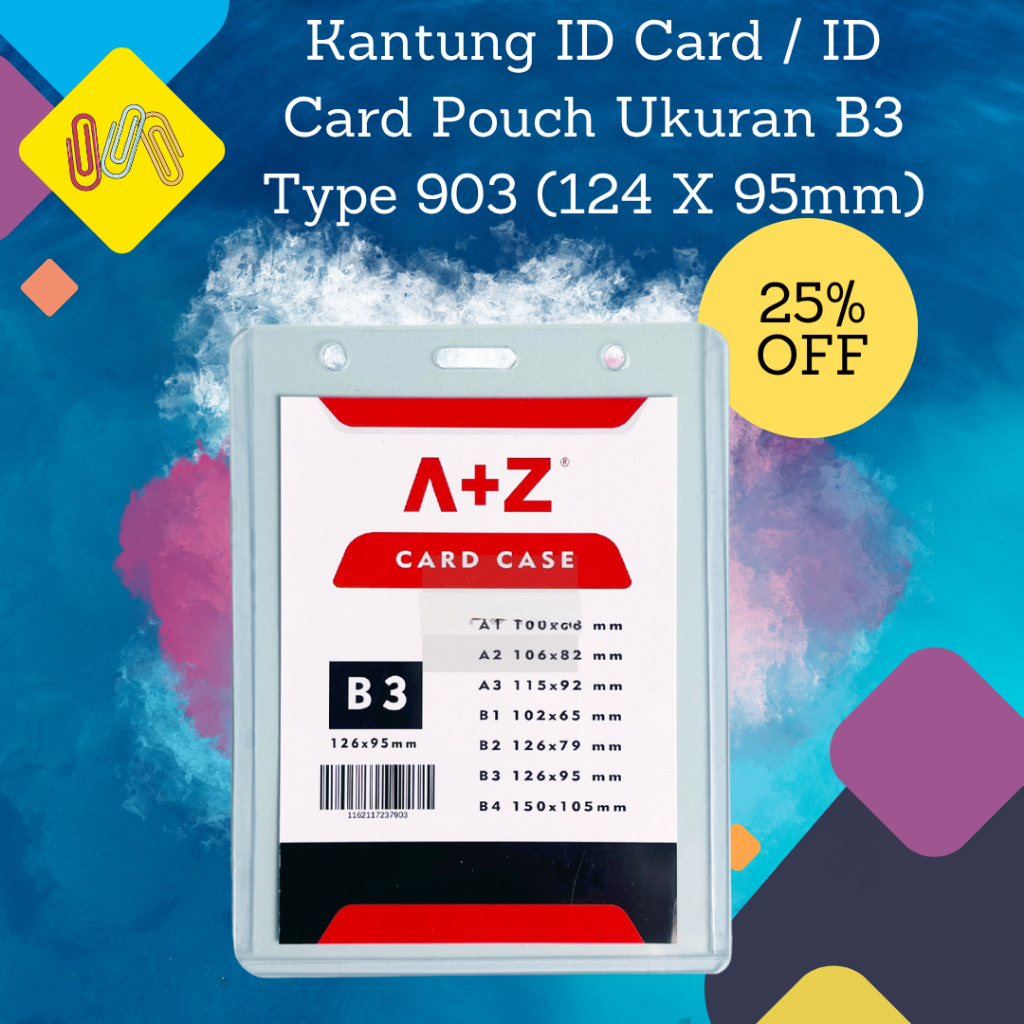 Kantung ID Card / ID Card Pouch A+Z Bahan Mika Plastik Tebal Ukuran B3 Type 903
