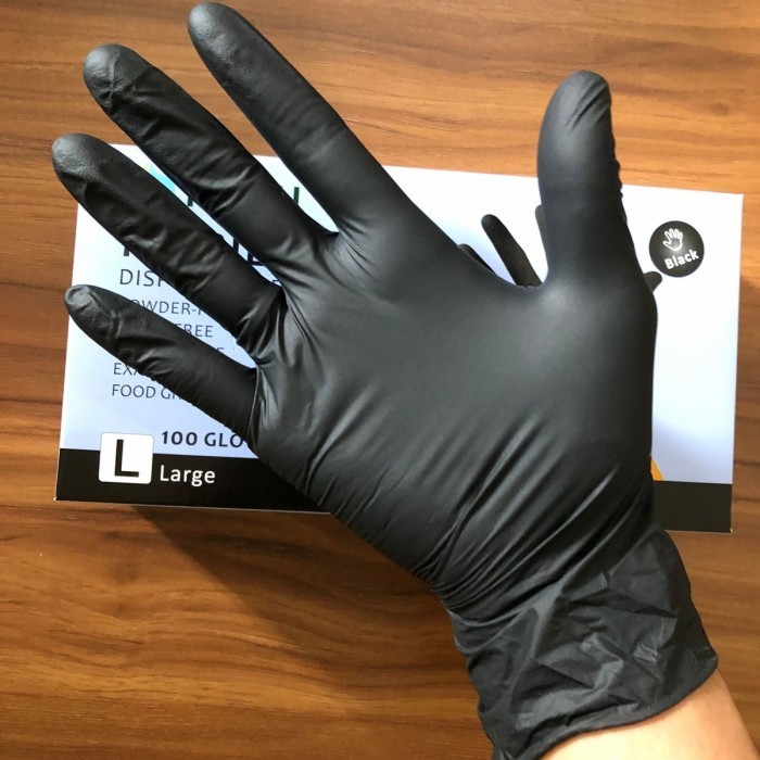 Sarung Tangan Nitril Black Hitam Nitrile Latek Food Grade Karet Nitril Hand Glove Masak Hotel Restau