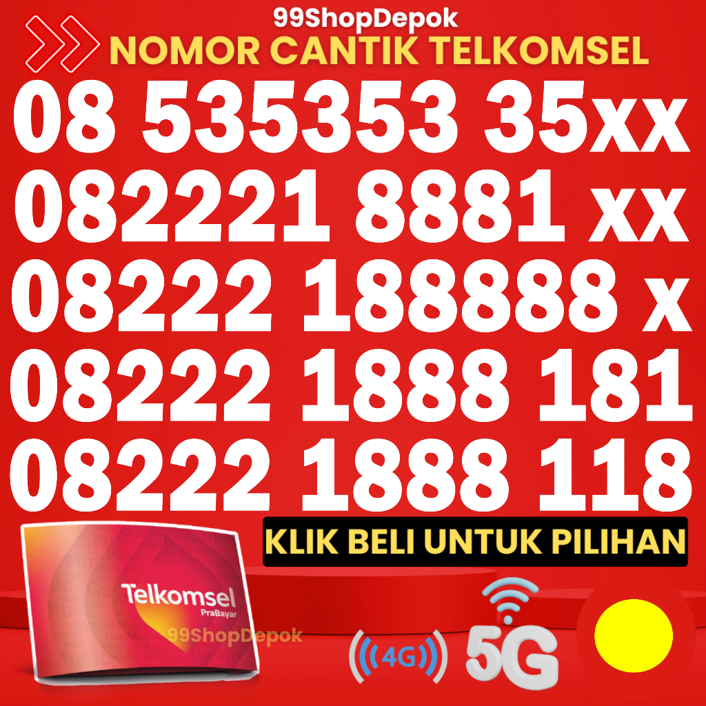 Kartu Perdana Nomor Cantik Telkomsel Simpati KODE 150.1 - Nomer Cantik Telkomsel 89000 - No Cantik S
