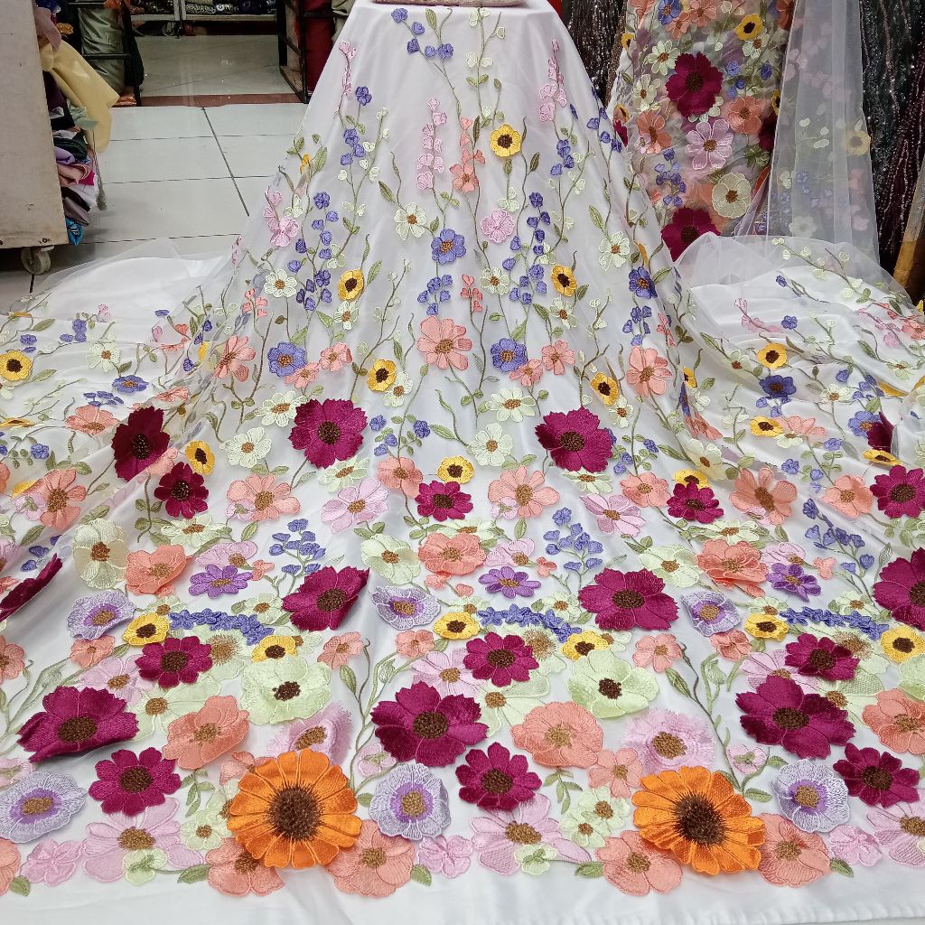 kain/bahan tile garden 3D/tile bordir 3D/kain kebaya/kain drees