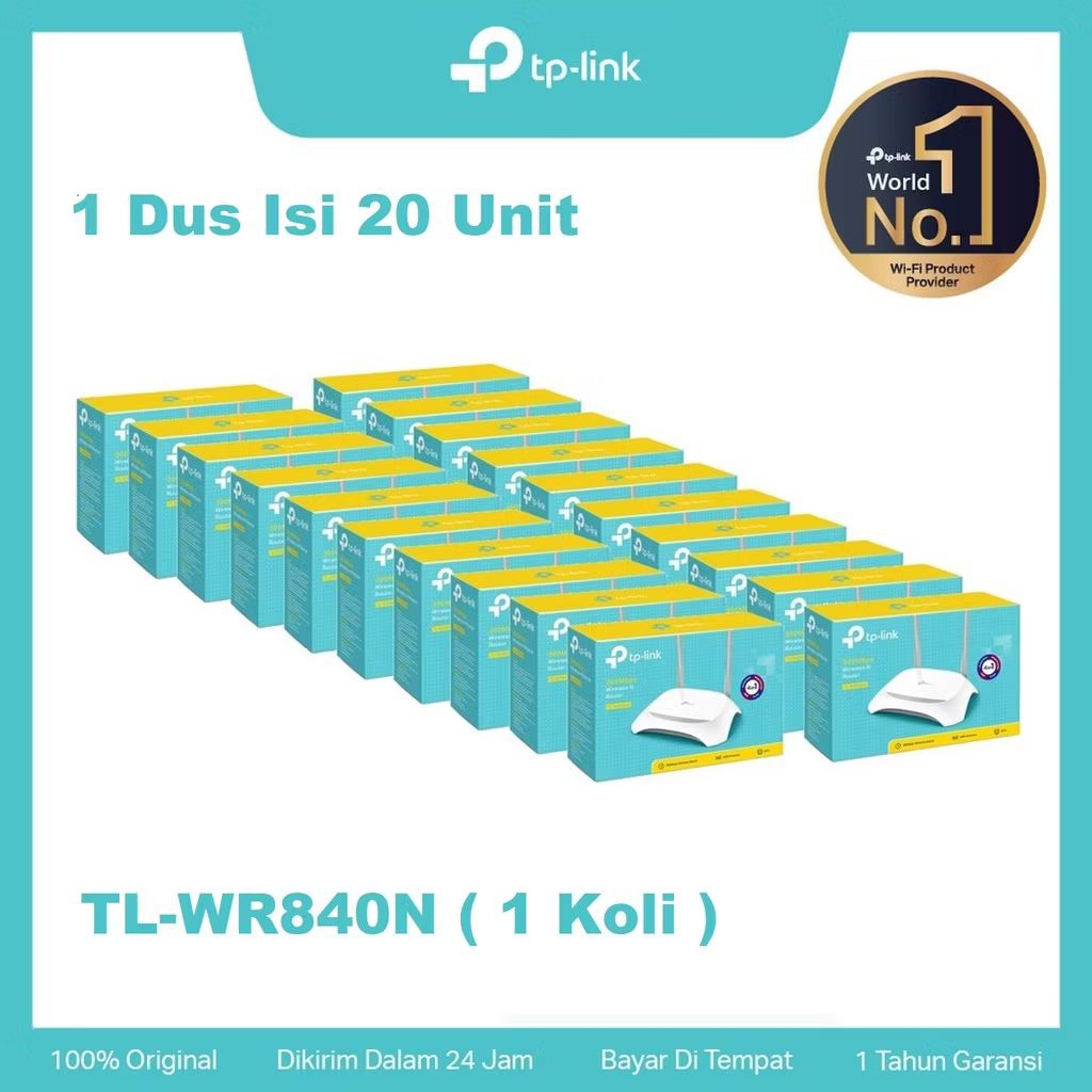 Paket 1Dus 20Pcs TP-LINK TL-WR840N 300Mbps Wireless Router - Kecepatan Tinggi, Keamanan Jaringan, Mu