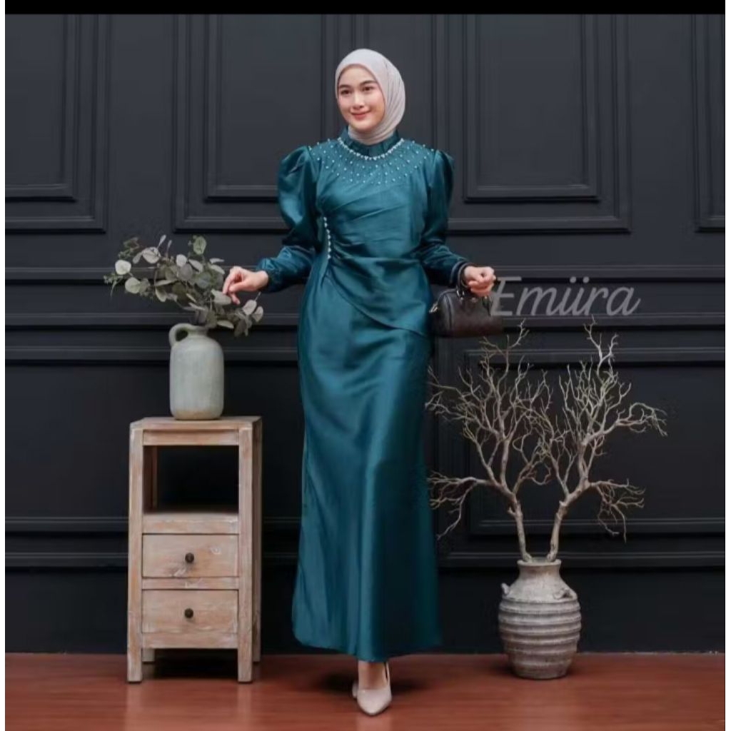 Dress Kondangan Wanita Satin Premium - Model Rok Duyung, Elegan & Nyaman Dipakai