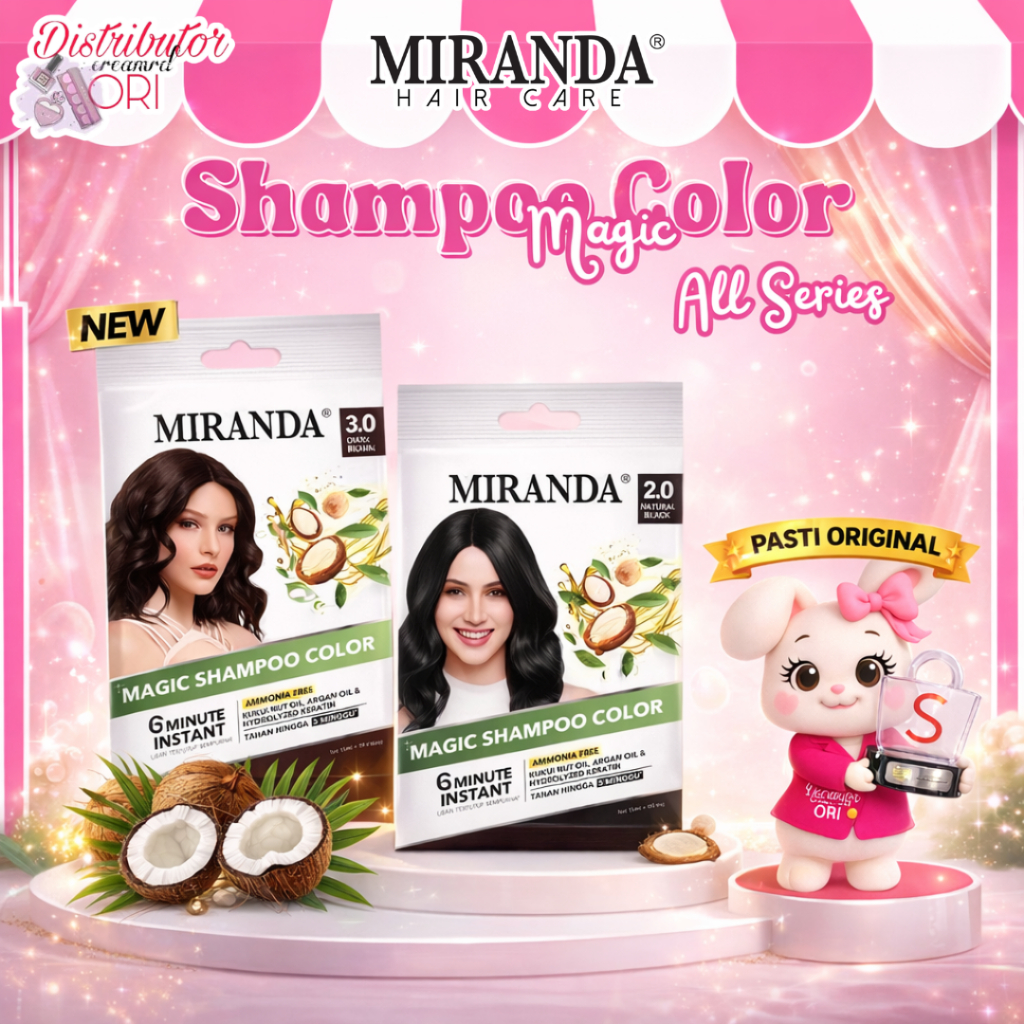 Miranda Magic Shampoo Color - Natural Black - Shampoo Color - Dark Brown | Distributor Cream Ori