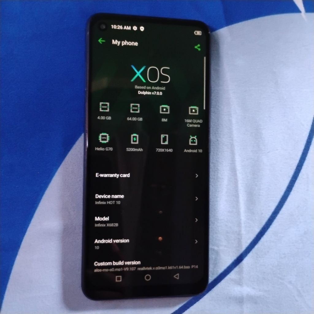 Infinix hot 10 4/64 second hp cas ori garansi