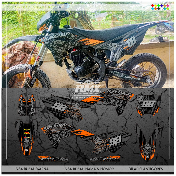DECAL KX 250 F 2017 FULLBODY (001) DEKAL STIKER KX 250F KXF 2018 2019 2020 HITAM MERAH, KUNING, HIJA