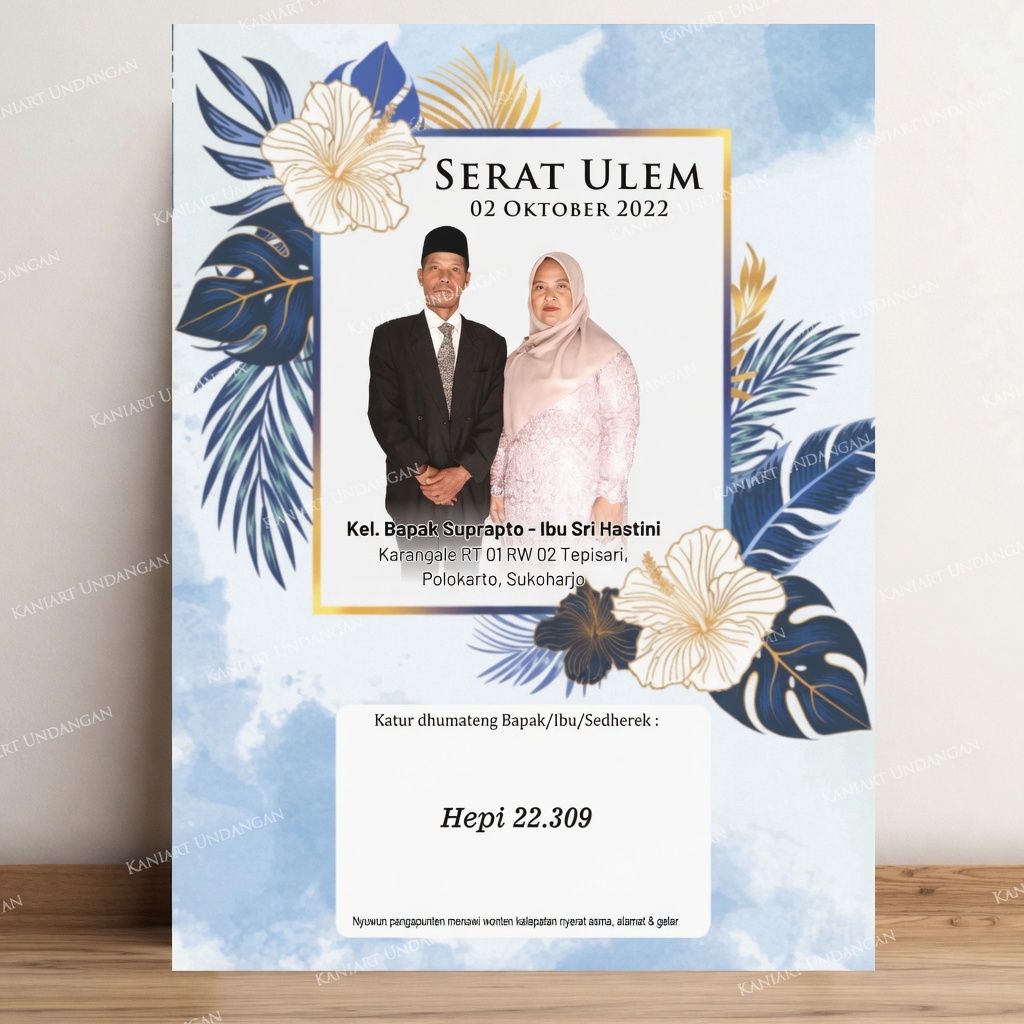 Undangan Orang tua Foto Pengantin, hajatan, Ulem ulem, Serat Ulem Pernikahan Desain Hepi 309