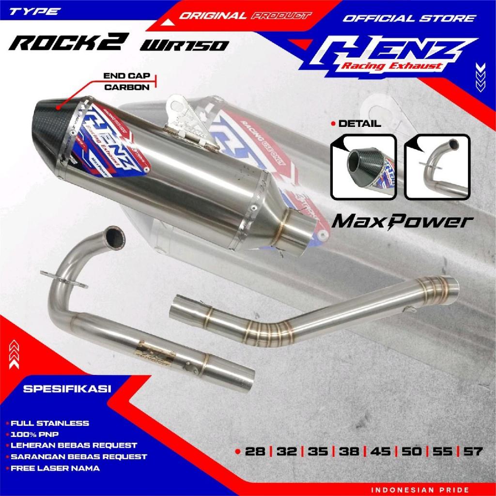 Knalpot leher atas ROCK-2 WR carbon stiker Henz racing exhaust