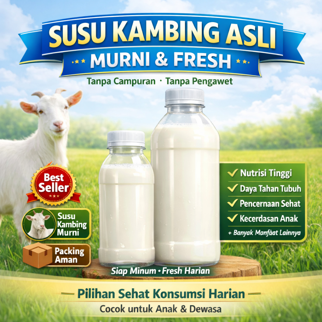 Susu Kambing Murni Fresh 950ml Tanpa Campuran Tanpa Pengawet Susu Kambing Asli Siap Minum