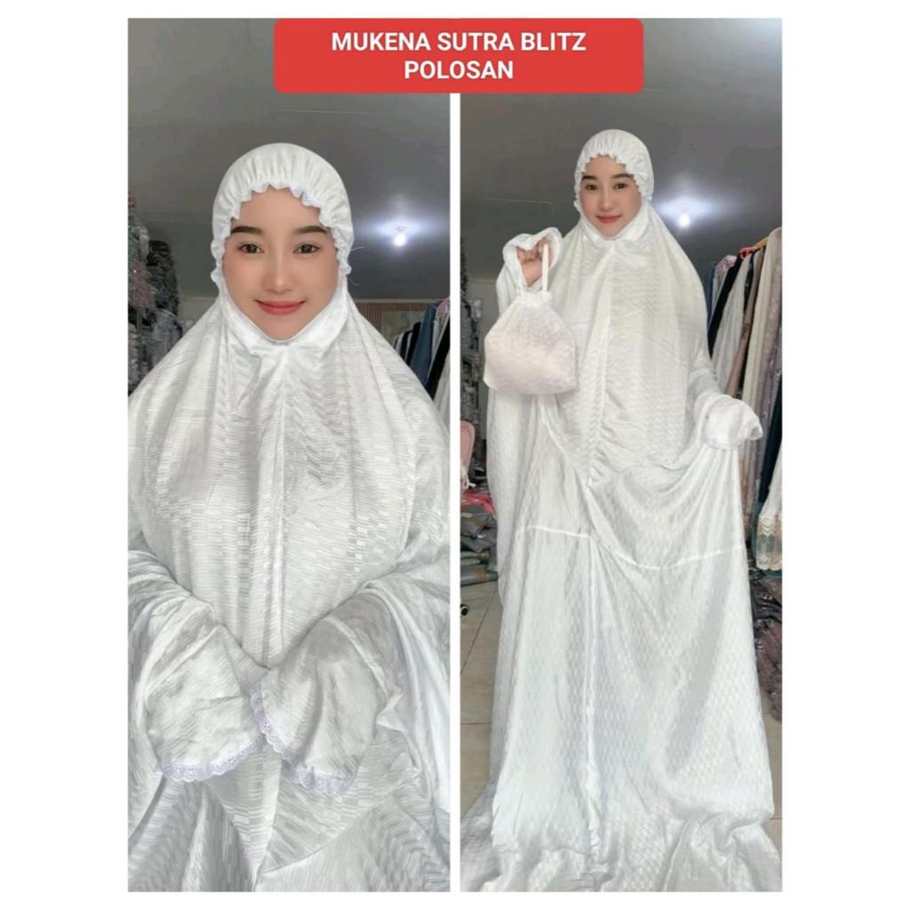 (COD) Mukena Sutra Blitz Terusan Premium Polosan/Mukena Lajuran Dewasa Jumbo Murah Cantik Mewah Leba