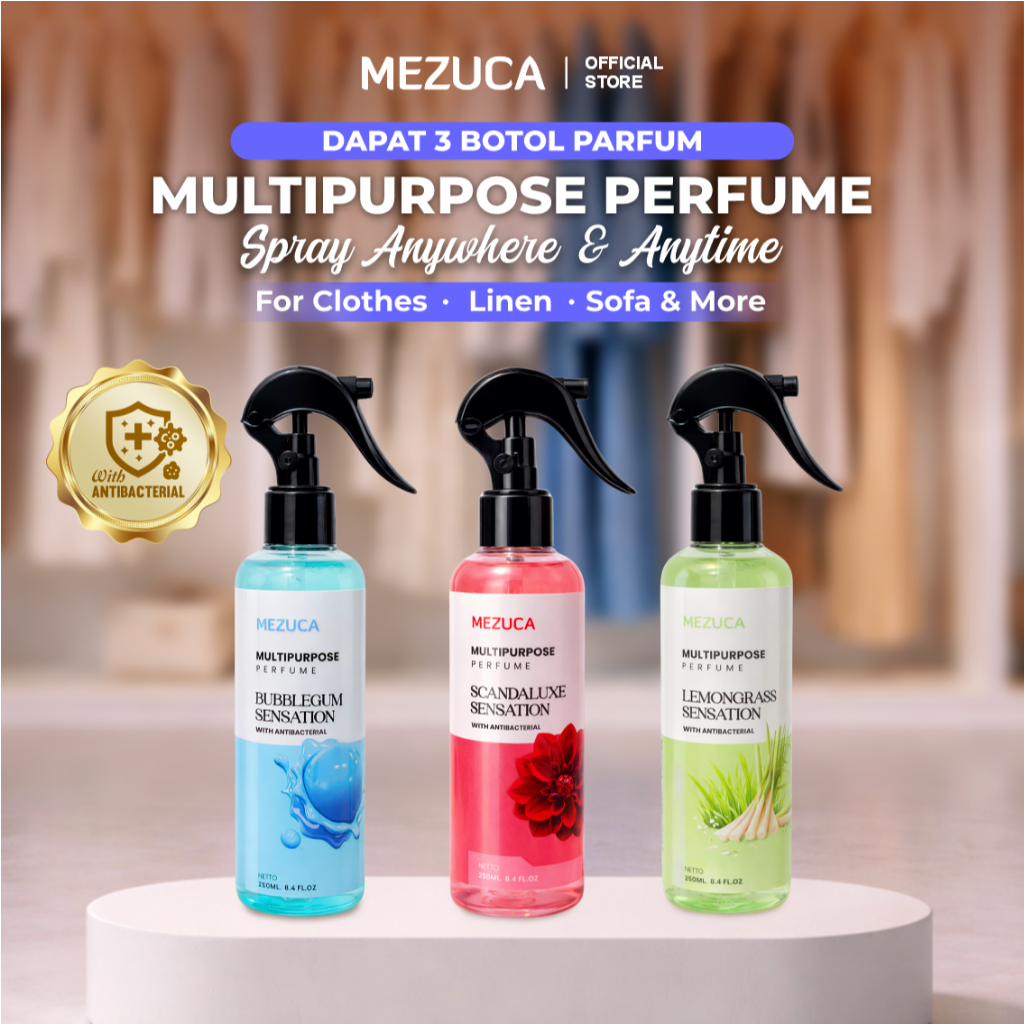 [Dapat 3PCS] MEZUCA Multipurpose Perfume Anti Bacterial Parfum Serbaguna 250mL untuk Pengharum Ruang