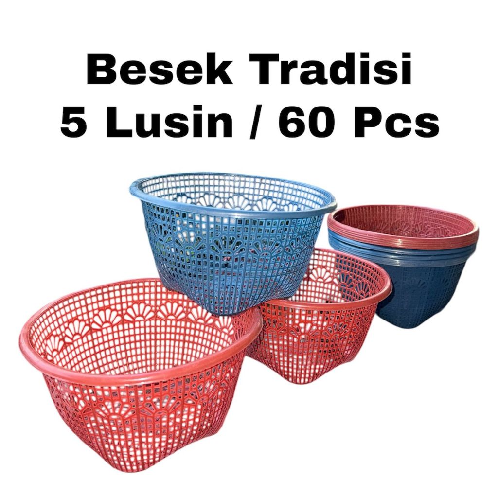 5 Lusin / 60 Pcs Besek Tradisi Tebal Wadah Ceting Wakul Plastik Wadah Berkat Hajatan Syukuran Slamet
