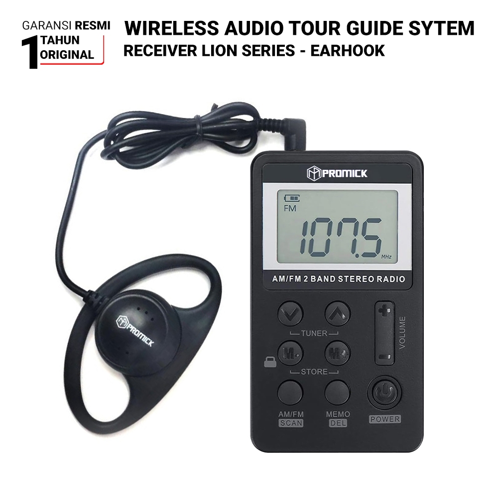 Receiver Audio Tour Guide/Haji/Umroh Baterai Cas + Flexible Earhook - FM Rechargeable Mini Radio PRO