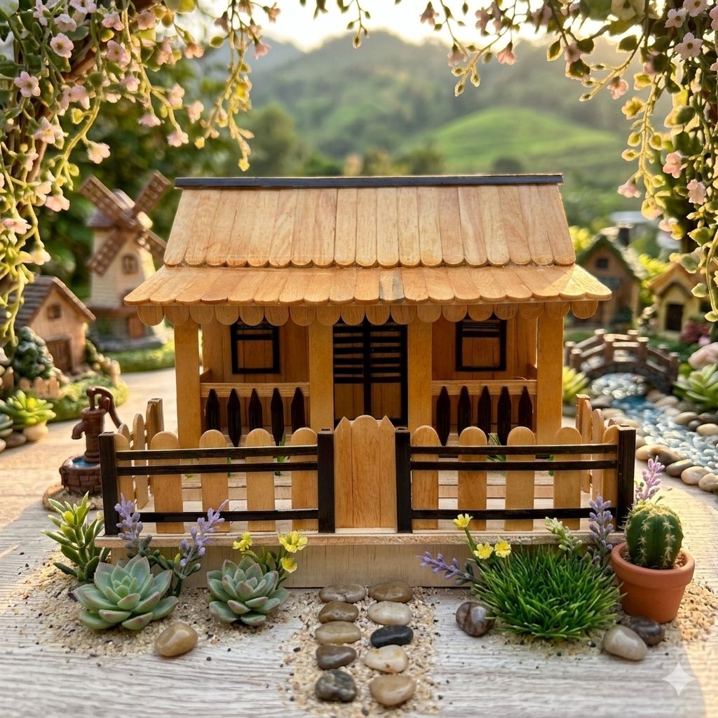 Miniatur Rumah Adat Khas Betawi Stik Kayu