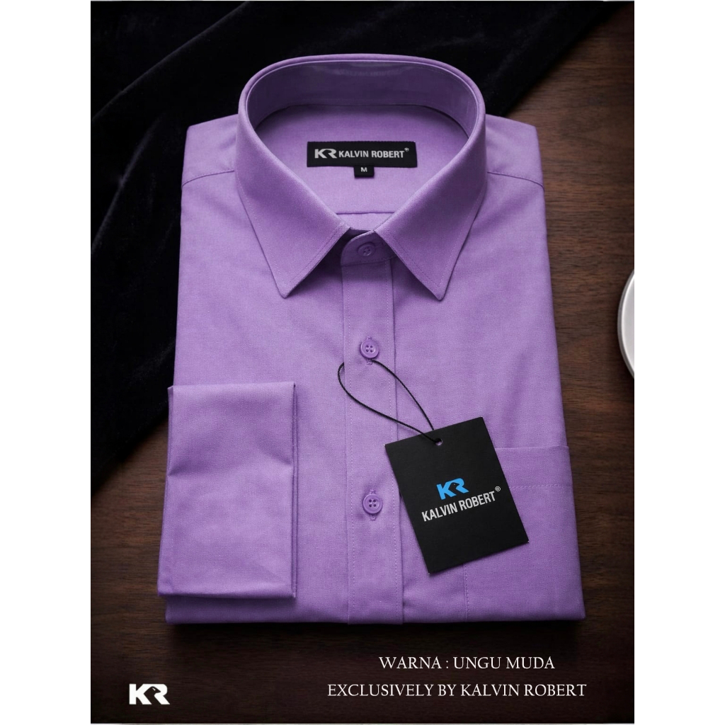 Kemeja Polos Ungu Muda Lilac lengan panjang