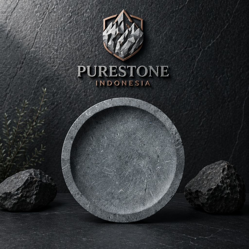PURESTONE INDONESIA - Cobek Batu Gunung Asli Pahat Manual 25 Cm