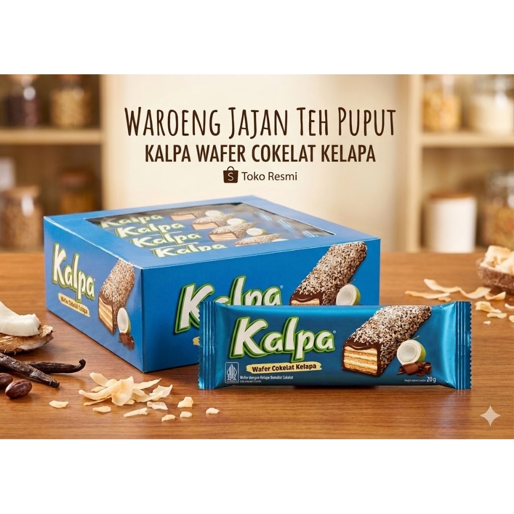 Kalpa Wafer Coklat Kelapa - Taburan Kelapa, Sensasi Coklat, Krim Kelapa