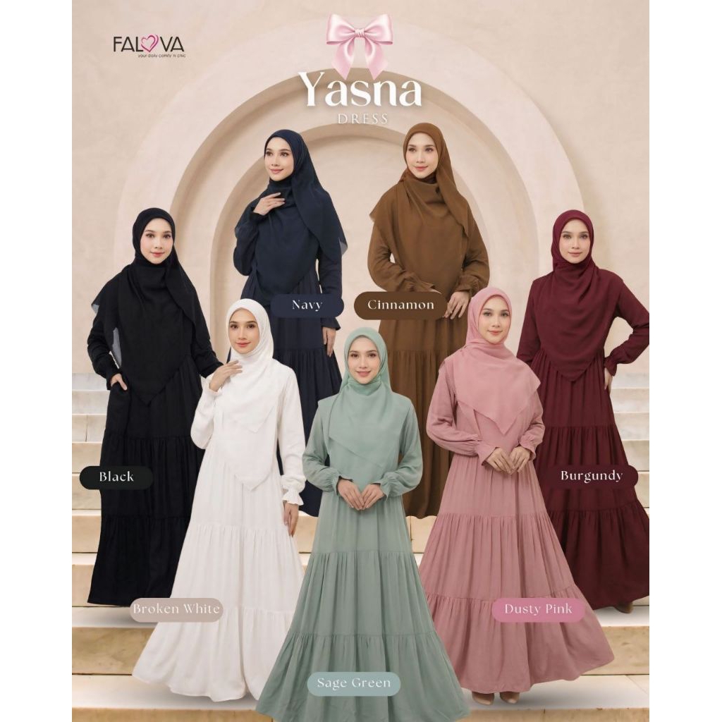 GAMIS YASNA MOM (GAMIS SAJA) BY FALOVA // GAMIS SYARI POLOS RAYON TWILL
