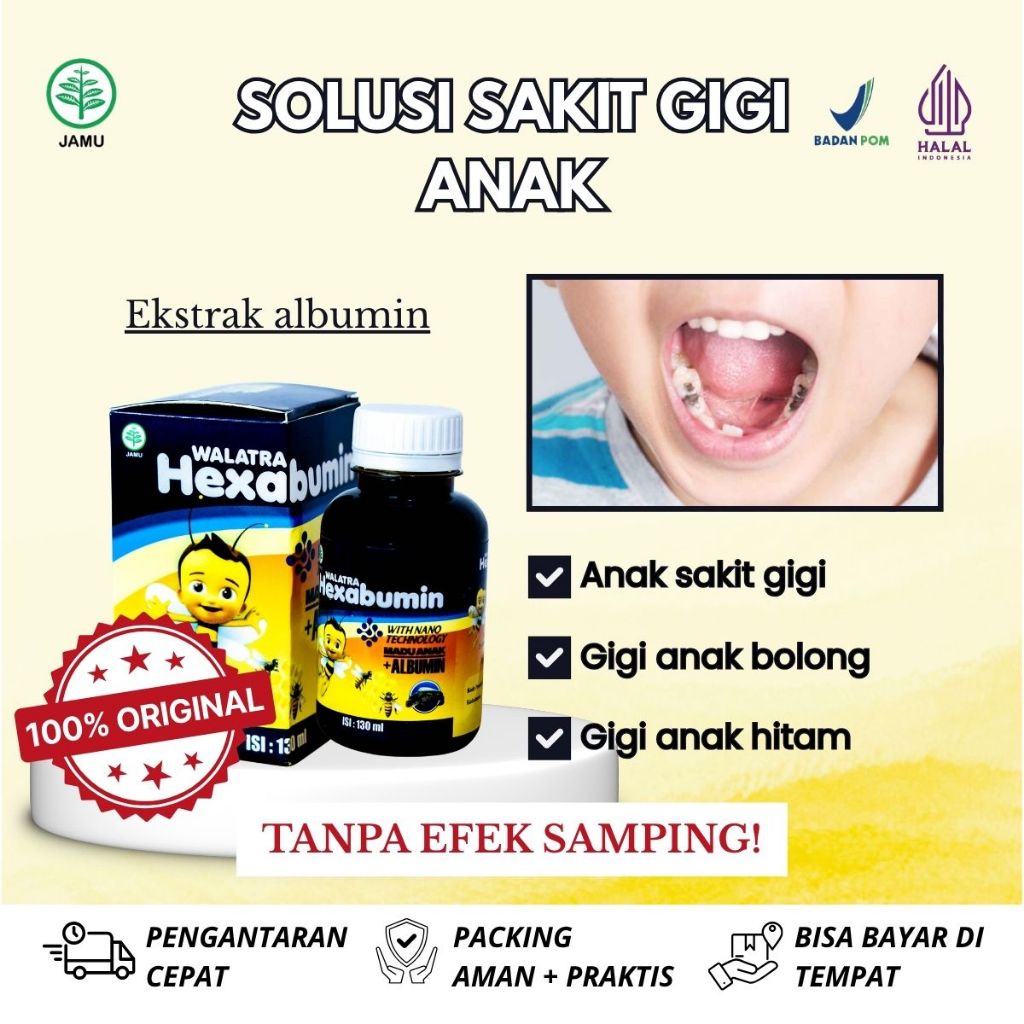 WALATRA HEXABUMIN Obat Sakit Gigi Anak, Nyeri Gigi Berlubang, Sakit Gigi Goyang, Sakit Gusi, Gigi Om