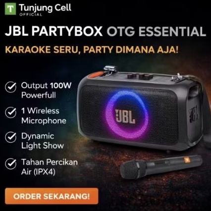 JBL Partybox OTG Essential Original Speaker Bluetooth Portable 100W + 1 Wireless Mic IPX4