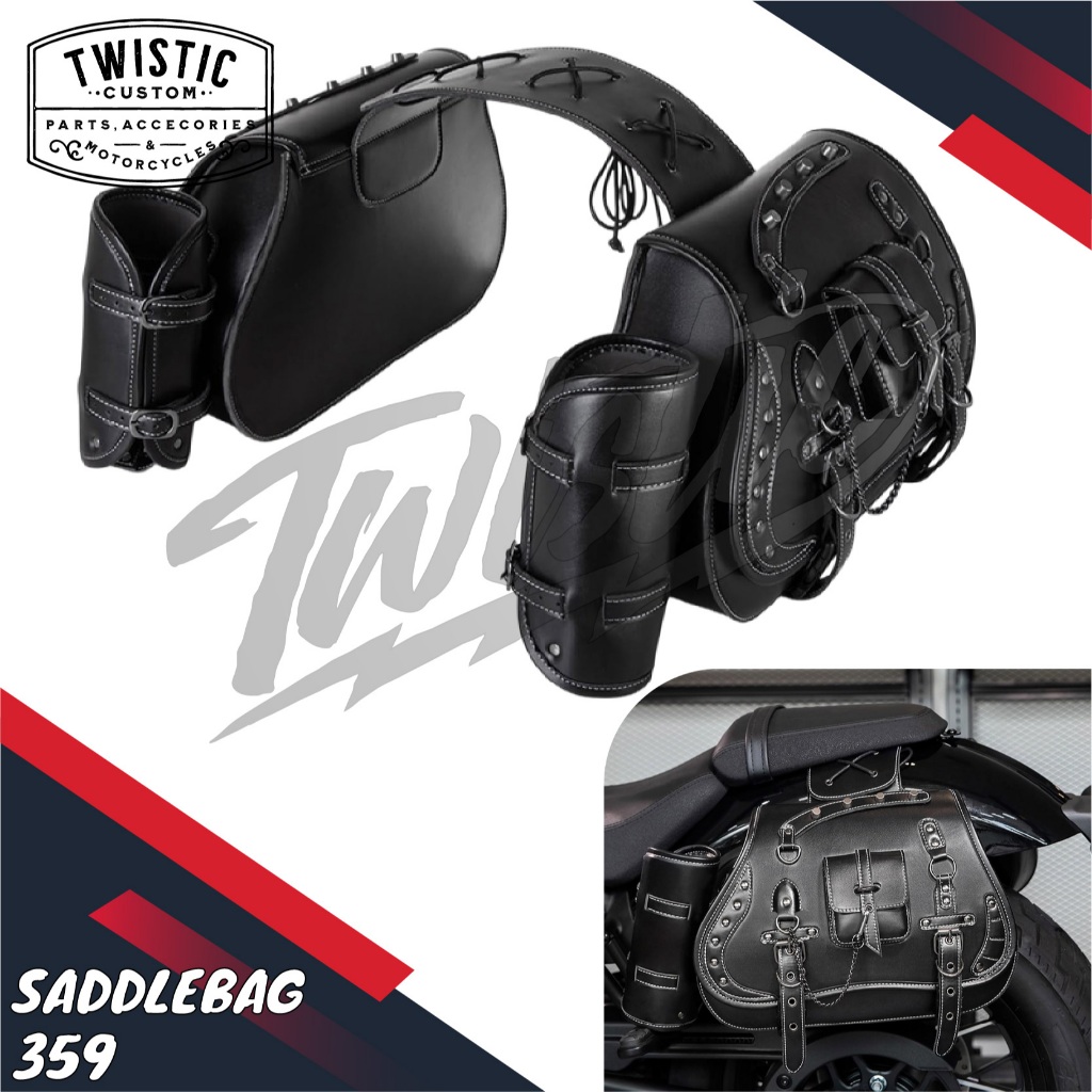 Side Bag Saddle Bag Saddlebag 359 Tas Kulit Samping Pannier Motor Harley Davidson Vulcan 650 Honda R