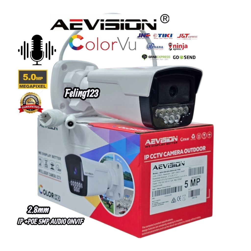 Ip Cam CCTV Outdoor 5MP Onvif ColorVu Audio
