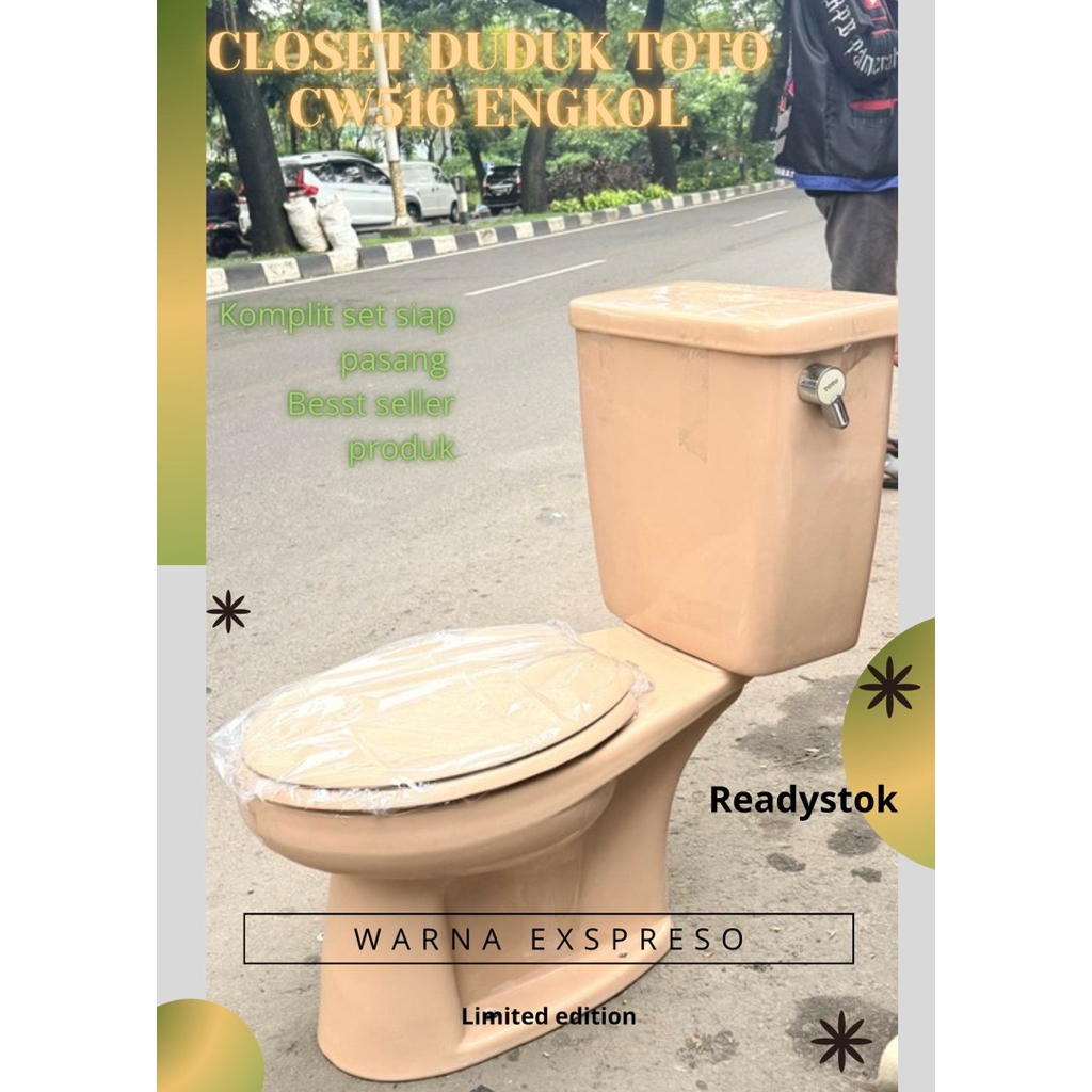 Closet duduk toto ce516 warna coklat exspreso|Closet duduk toto engkol|Closet duduk toto murah berku