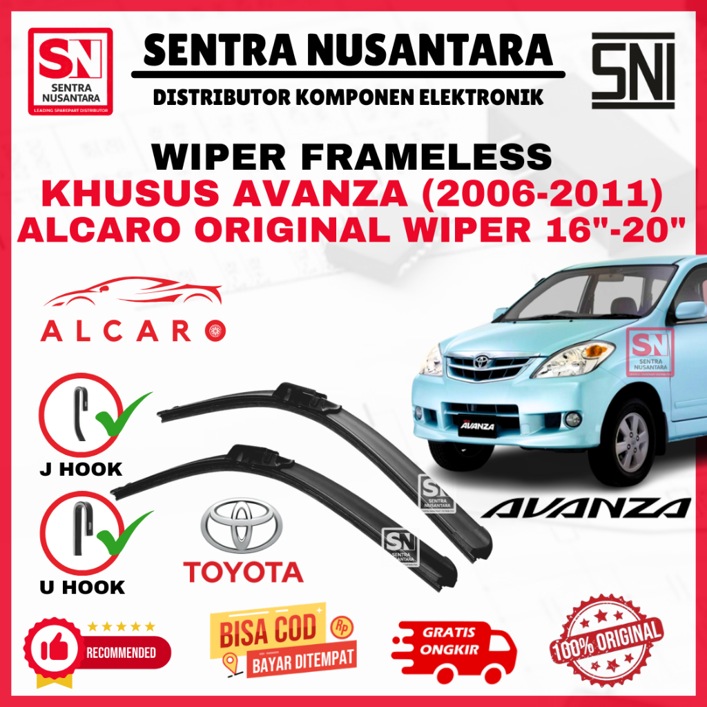Wiper Mobil Toyota Avanza (2006-2011) Merk ALCARO ORIGINAL | Wiper Kaca Mobil Toyota Avanza Lama Mod