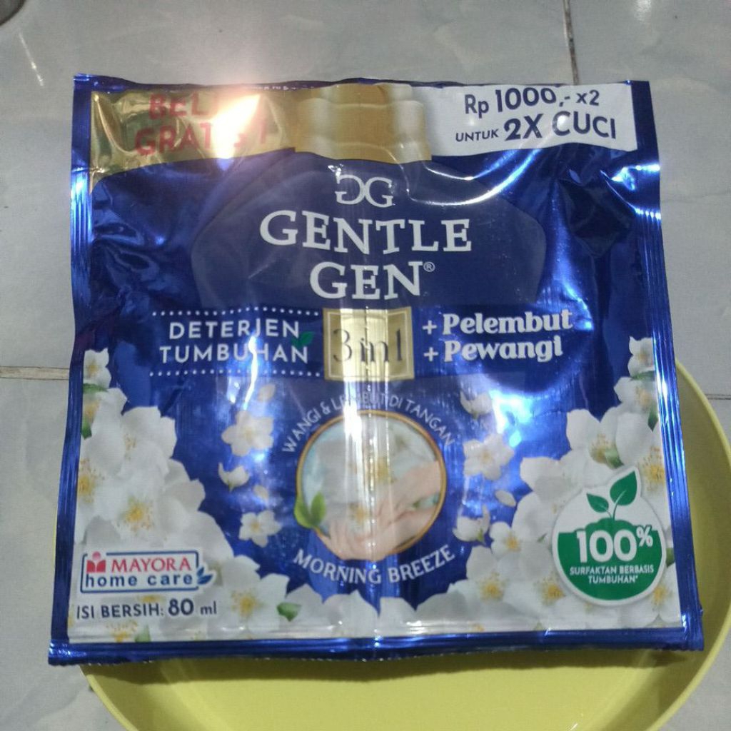 Gentle Gen Deterjen Cair 16 Sachet Free Piring Plastik