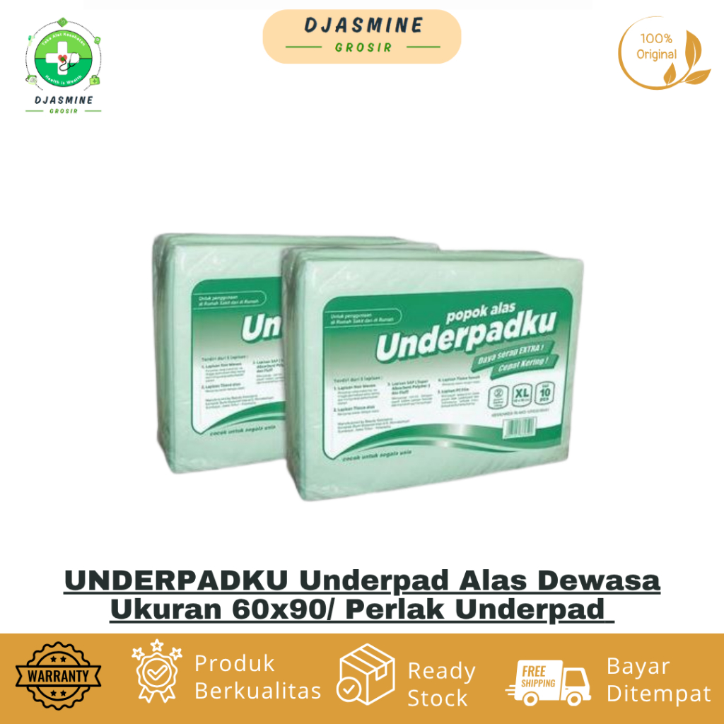 UNDERPADKU Underpad Alas Dewasa Ukuran 60x90/ Perlak Underpad Ku isi 10pcs