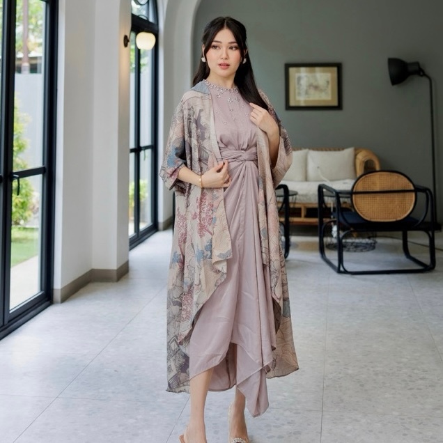 Kirana One Set / Kaftan Gamis Abaya Lebaran Wanita