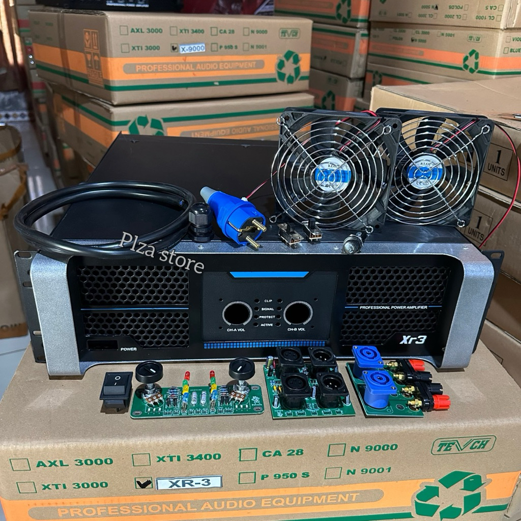 Box power amplifier XR-3 ukuran 3U komplit aksesoris bahan plat besi tebal model built up