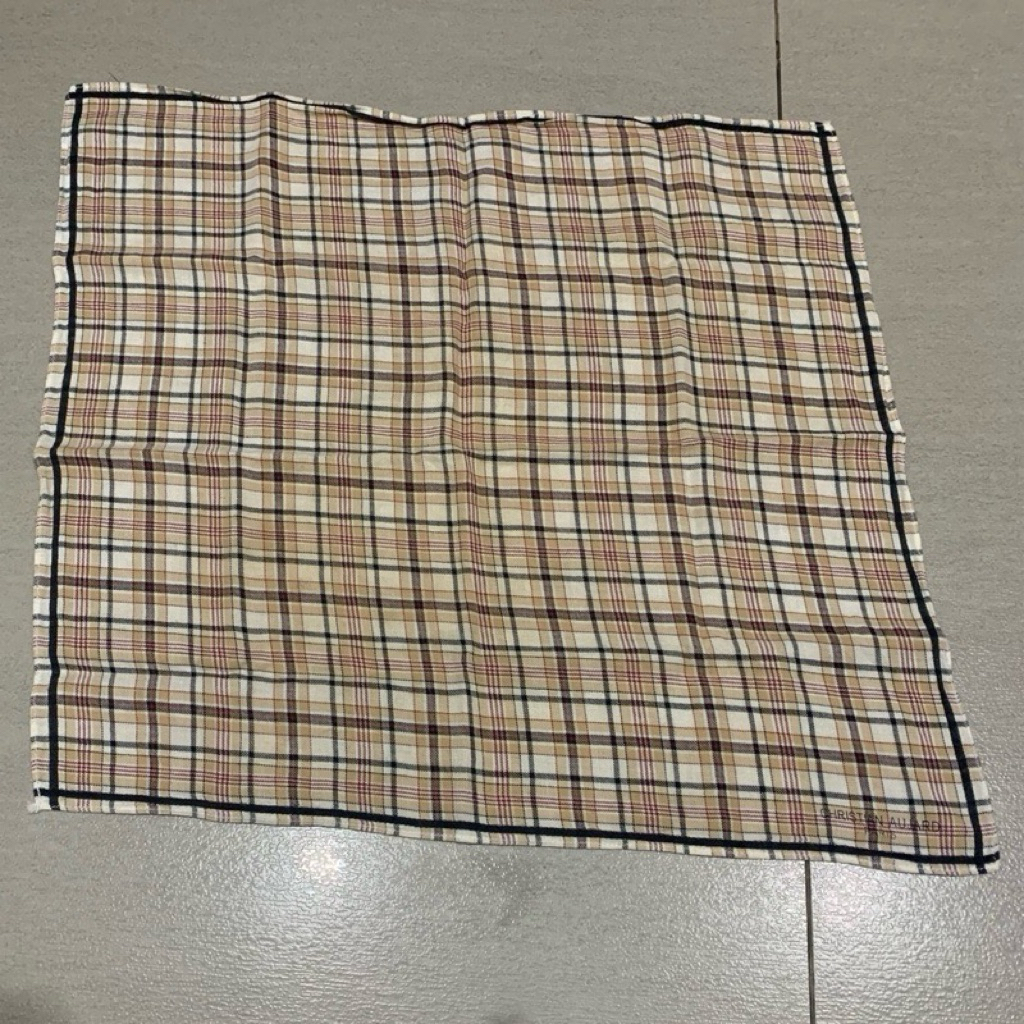 Saputangan Pria Katun Kotak Kotak Coklat Christian Aujard Very Soft Cotton Import