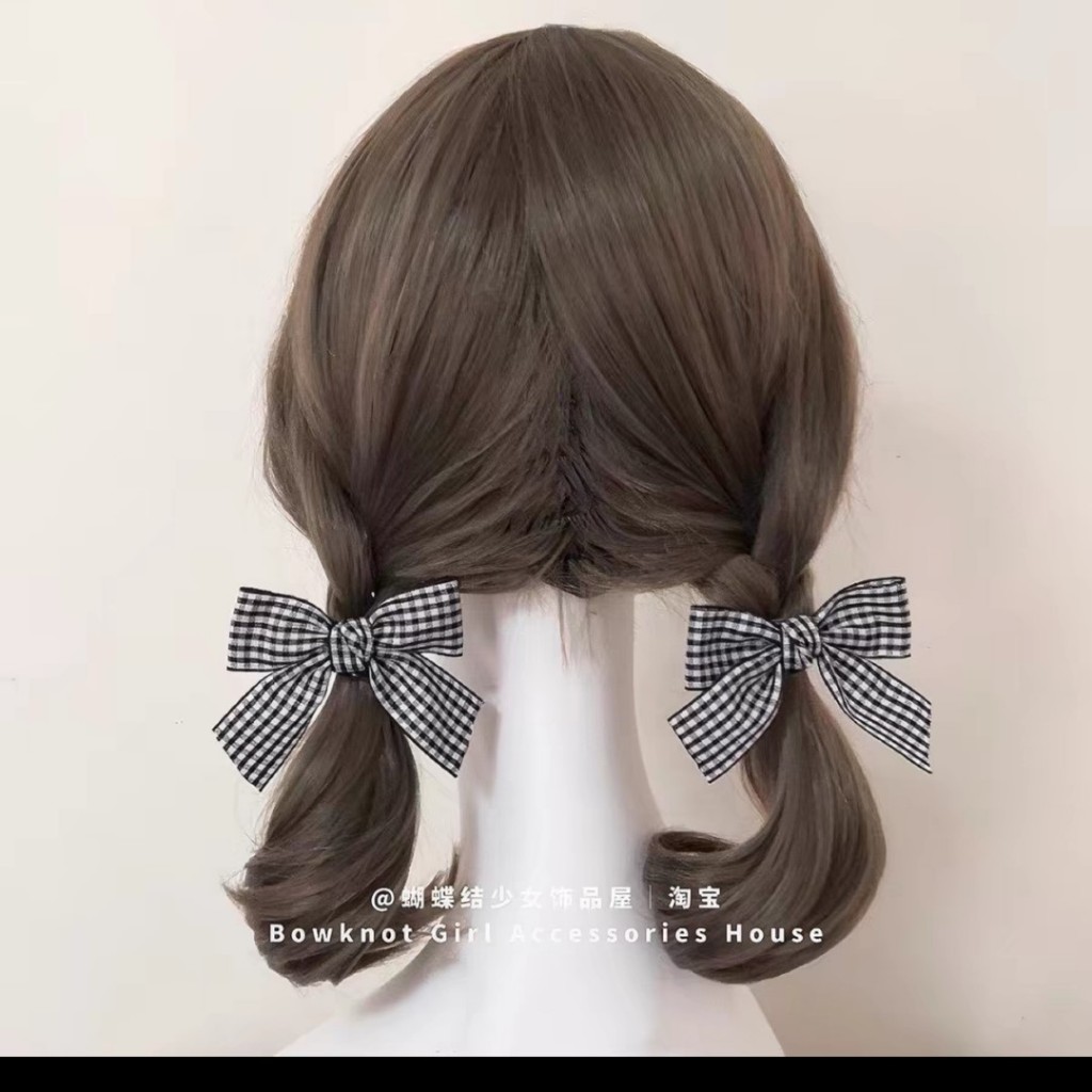 black and white preppy style bow hairpin