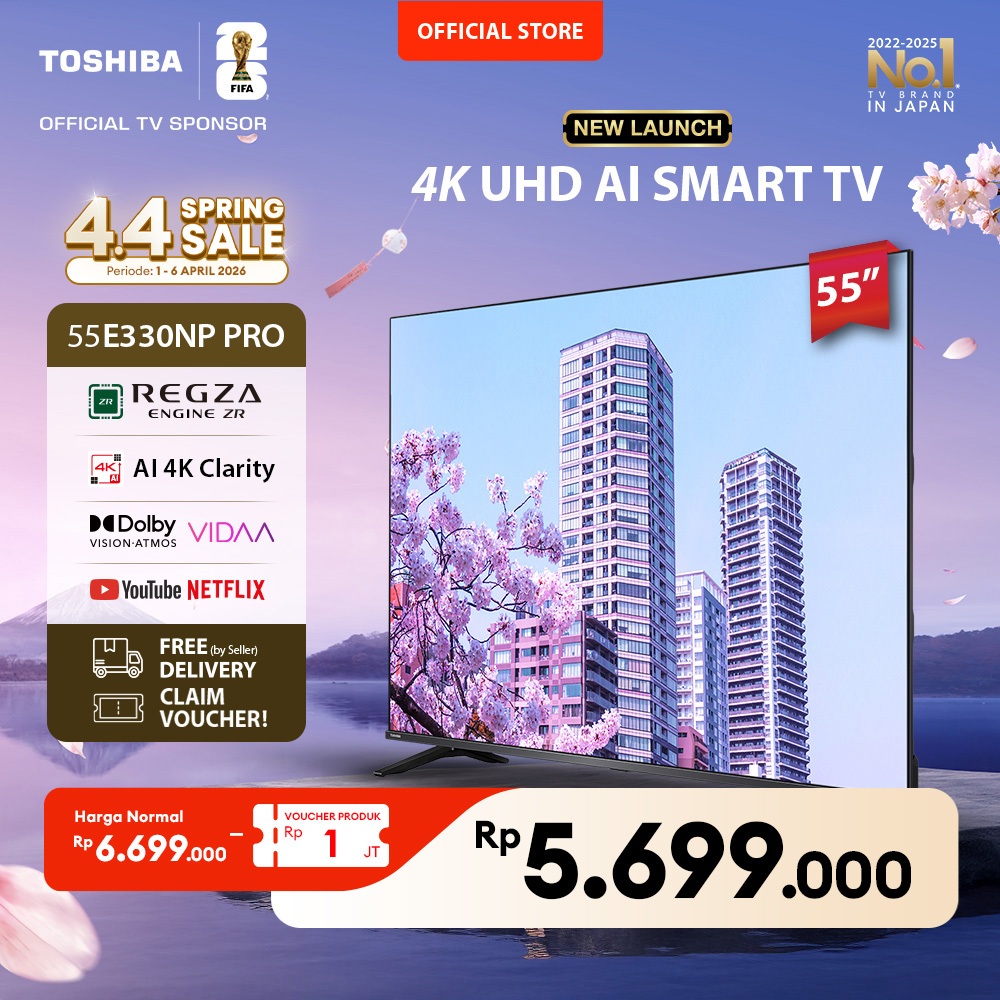 [KHUSUS ONLINE] Toshiba TV 55" 4K UHD Smart TV PRO - Regza ZR Dolby Vision Atmos HDR10+ MEMC VRR ALL