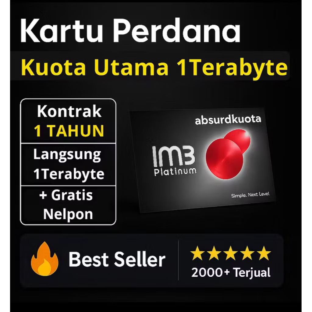 KARTU PERDANA INDOSAT 1000GB 1 TAHUN FULL 24 JAM