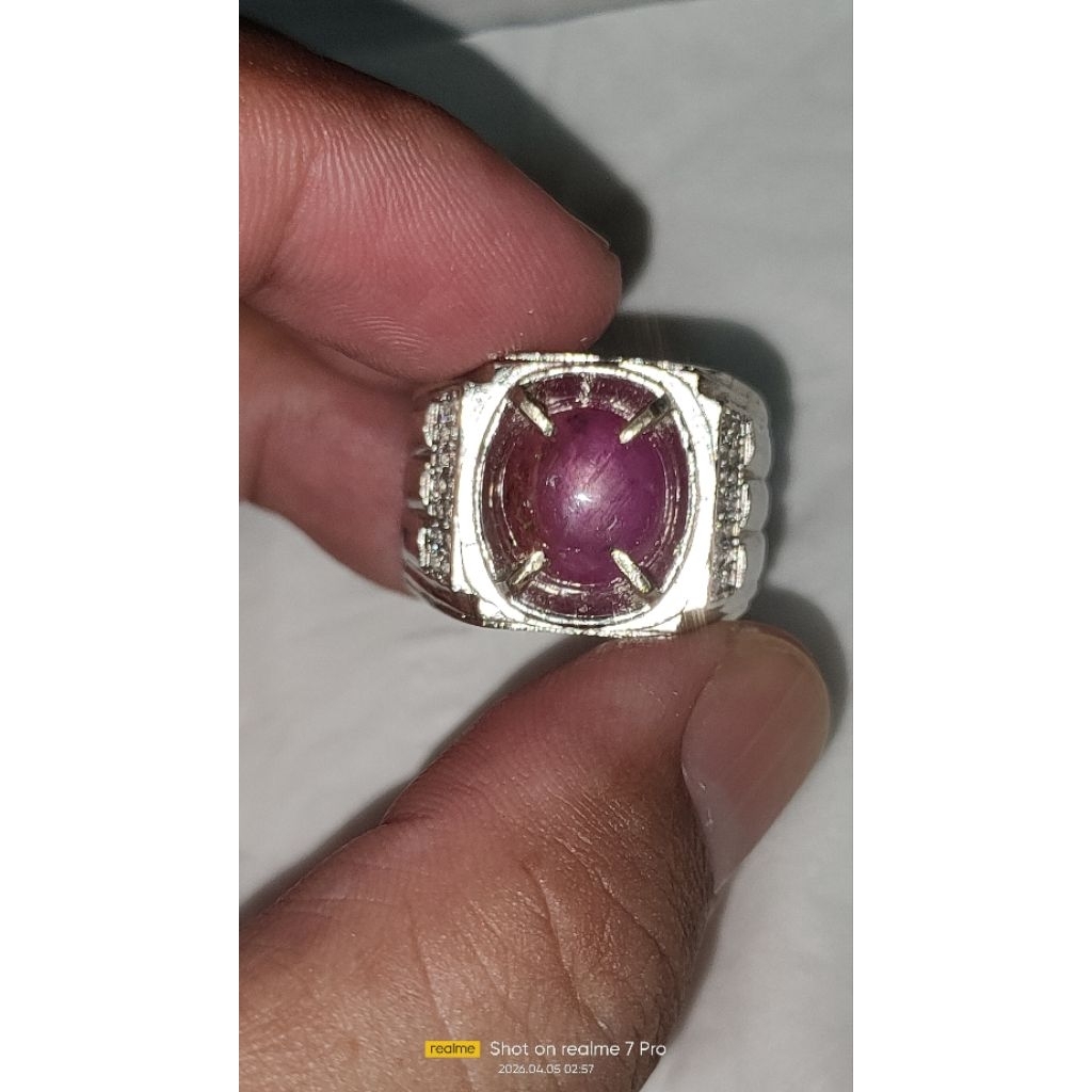 cincin natural batu ruby star 6.50cts
