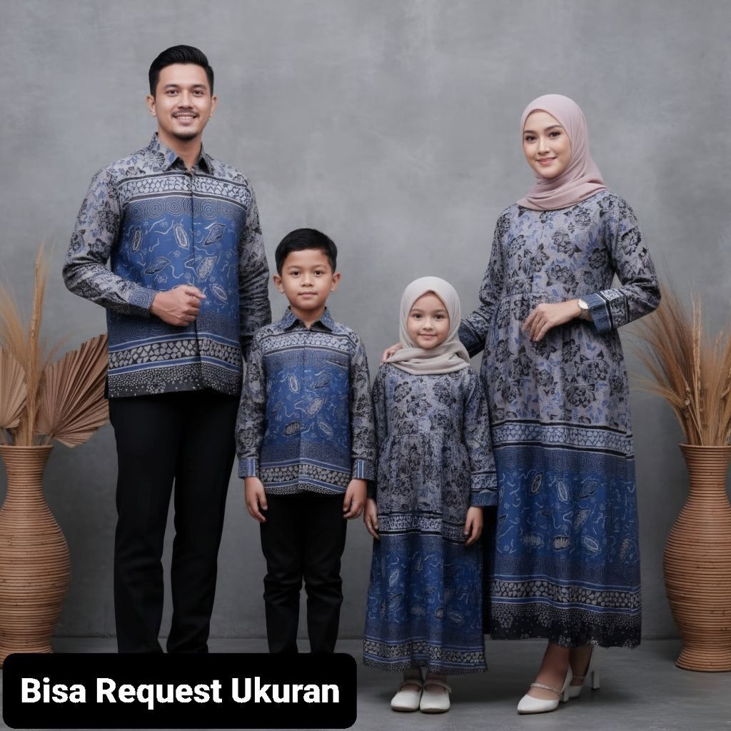BAJU SERAGAM BATIK COUPLE GAMIS PASANGAN SARIMBIT KELUARGA CUSTOM ANAK BALITA REMAJA CEWEK COWOK / A