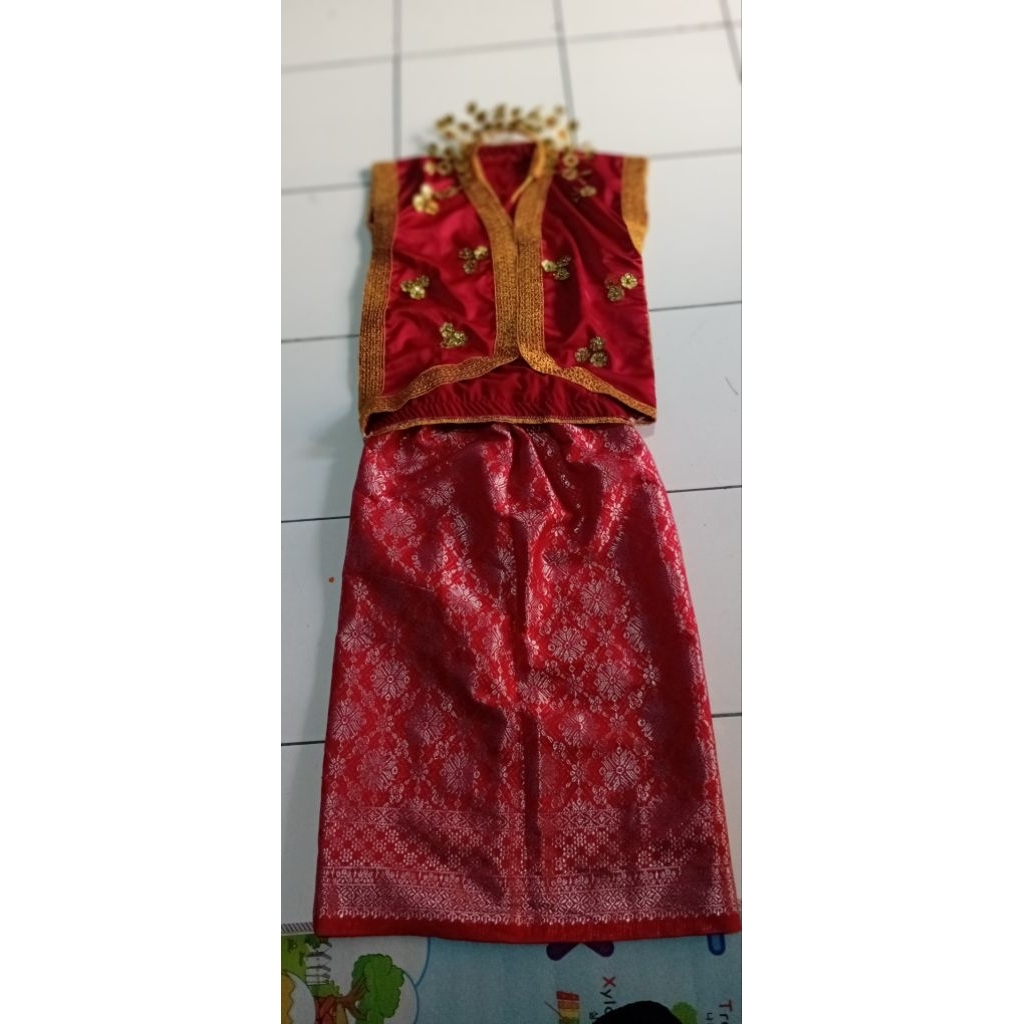 set baju adat Bima NTB  anak cewek umur 8-9 Tahun