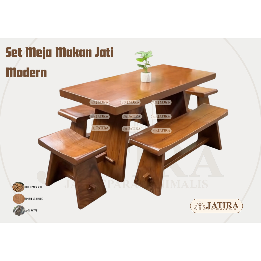 Set Meja Makan Jati Modern | Set Meja Makan Cafe | Set Meja Makan Jati Jepara Asli Murah Palembang