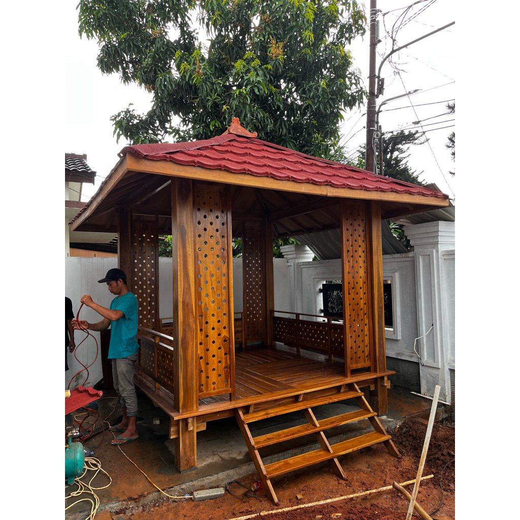 Gazebo Minimalis 3x3 meter | gazebo Kayu Jati