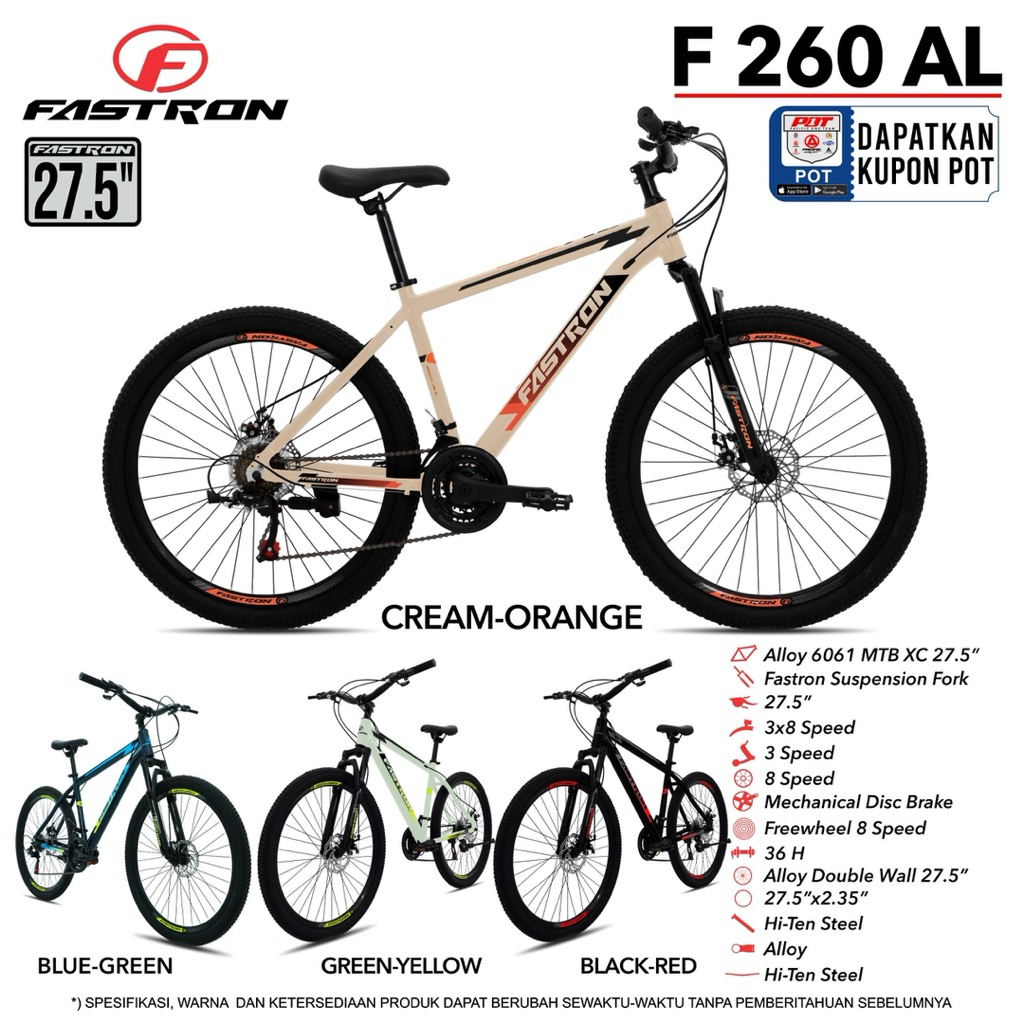 Sepeda Mtb Fastron F-260 AL 26 & 2.75 inch Bahan Alumunium