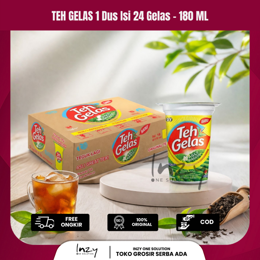 -INZY- Teh Gelas Cup 160ml 24 Cup (1 DUS) - [termasuk paking dus + plastik = pasti aman]