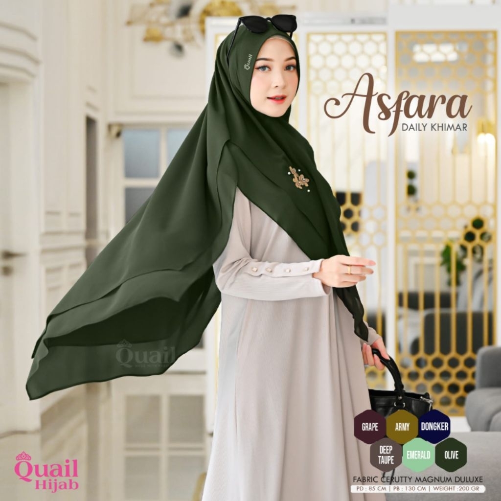 Khimar Asfara by Quail Hijab | Hijab 2 Layer | Hijab Ceruty